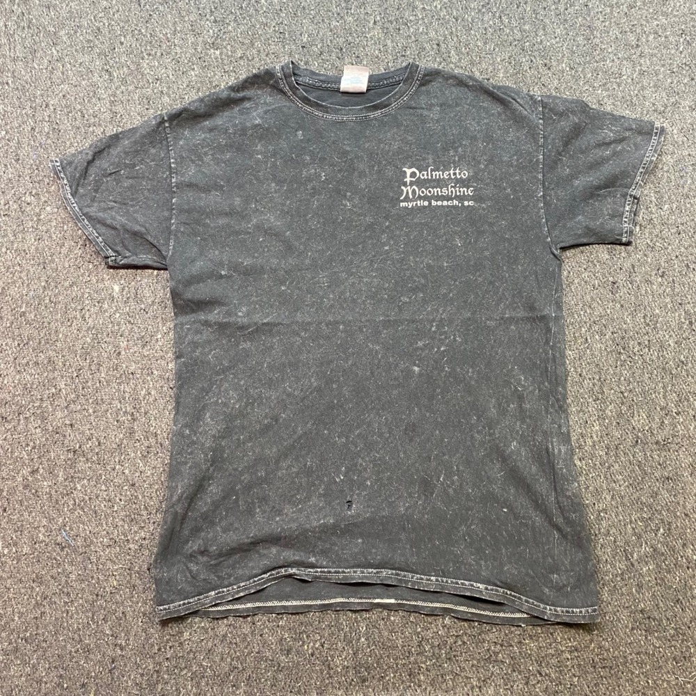 Palmetto Moonshine TShirt Sz M Mens Black Acid Wash Grunge 75th Bike Week Skater